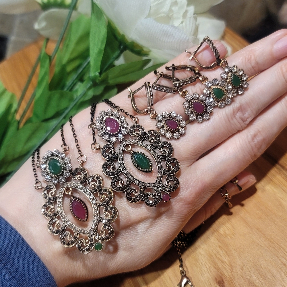 Turkish Vintage Style Jewelry Set forWomen,NEW,2Pcs,Antique,WeddingHandmadeGift - Picture 5 of 8